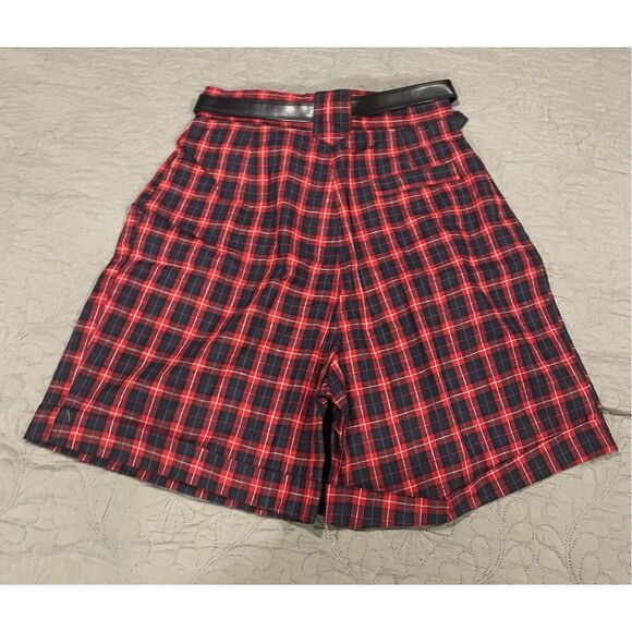 JJ Fargo 11/12 Plaid High Waisted Women’s Shorts with Belt New Vintage - Picture 8 of 8